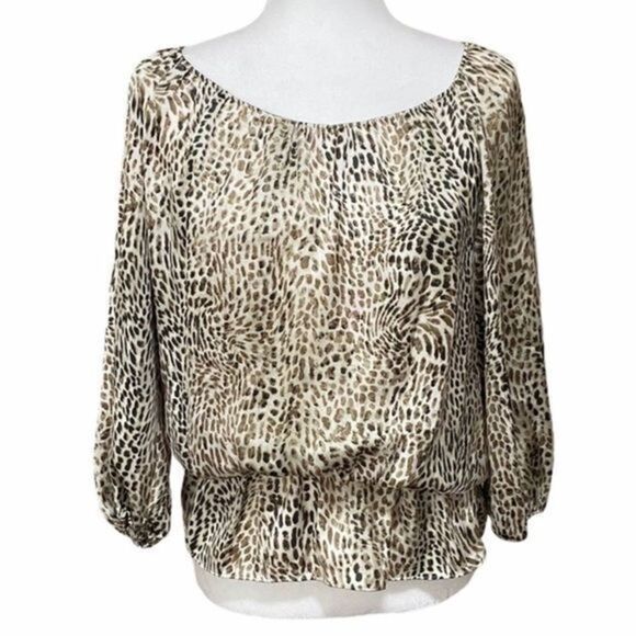 Vince Camuto Cheetah Print Peplum Blouse - Picture 2 of 4